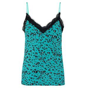 Fantastic Fawn Teal Leopard Tank Top Small